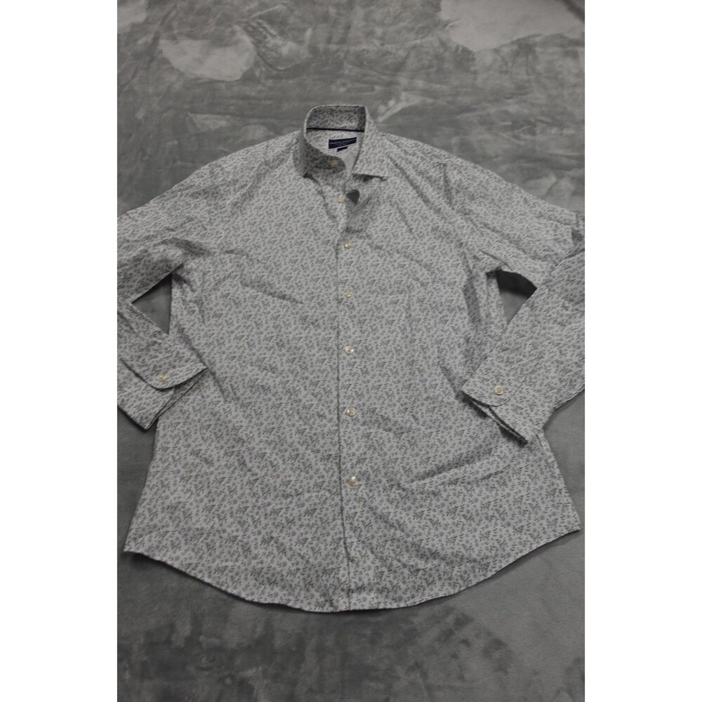 Charles Tyrwhitt Men's M Slim Fit White Floral 100% Cotton Long Sleeve Shirt